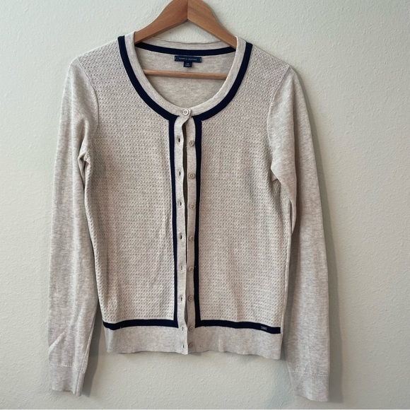 Tommy Hilfiger Navy and Cream Cardigan - Size S - Picture 1 of 4